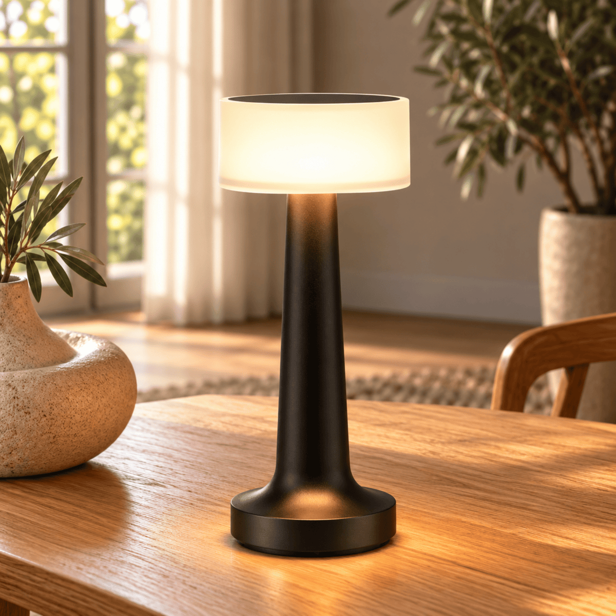 Kabellose LED Tischlampe mit Touch Dimmfunktion und USB Aufladung - Table Lamps - Schwarz - Voldeva