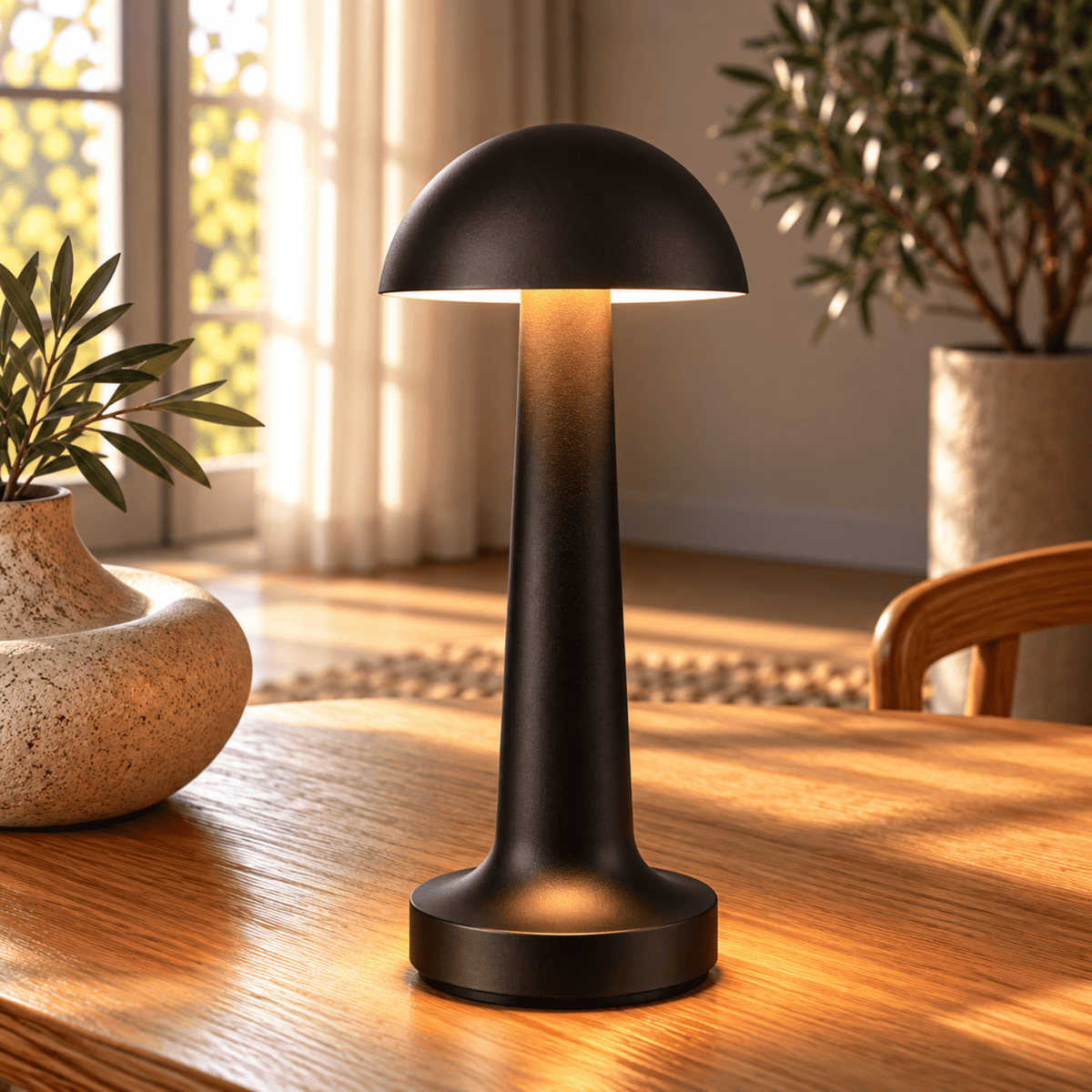 Kabellose LED Tischlampe mit Touch Dimmfunktion und USB Aufladung - Table Lamps - Schwarz - Voldeva