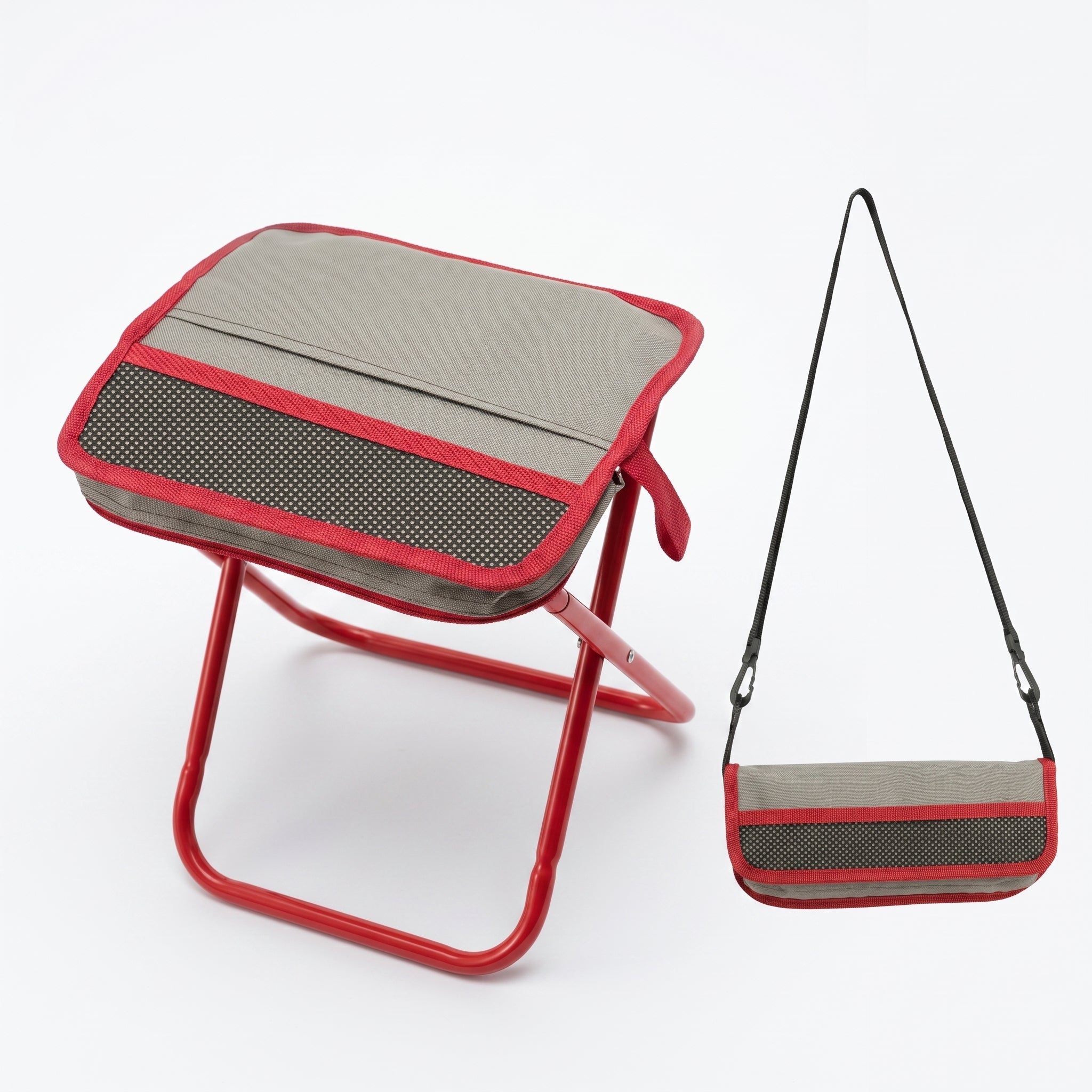 Klapphocker mit Tragetasche für Camping und Outdoor - Klapphocker - Rot - Voldeva