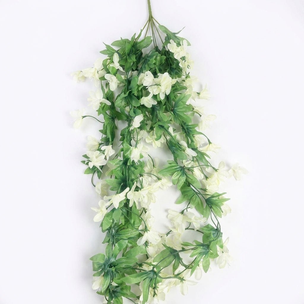Künstliche Blühende Rankenpflanze mit Bunten Blüten - Zierpflanzen - Weiß - Voldeva