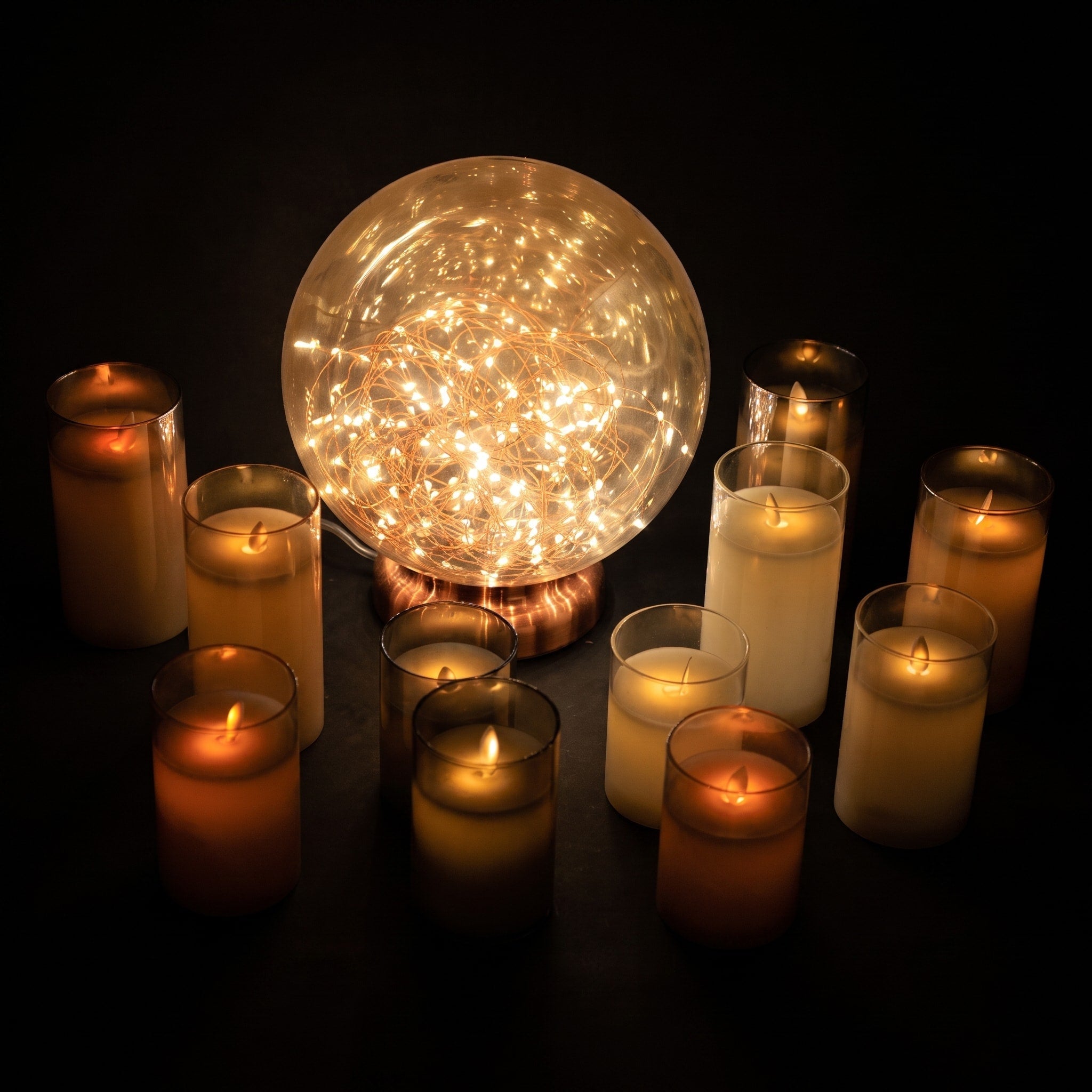 LED Kerzen Set mit Glaszylinder, 3-teilig - Flameless Candles - Klar - Voldeva