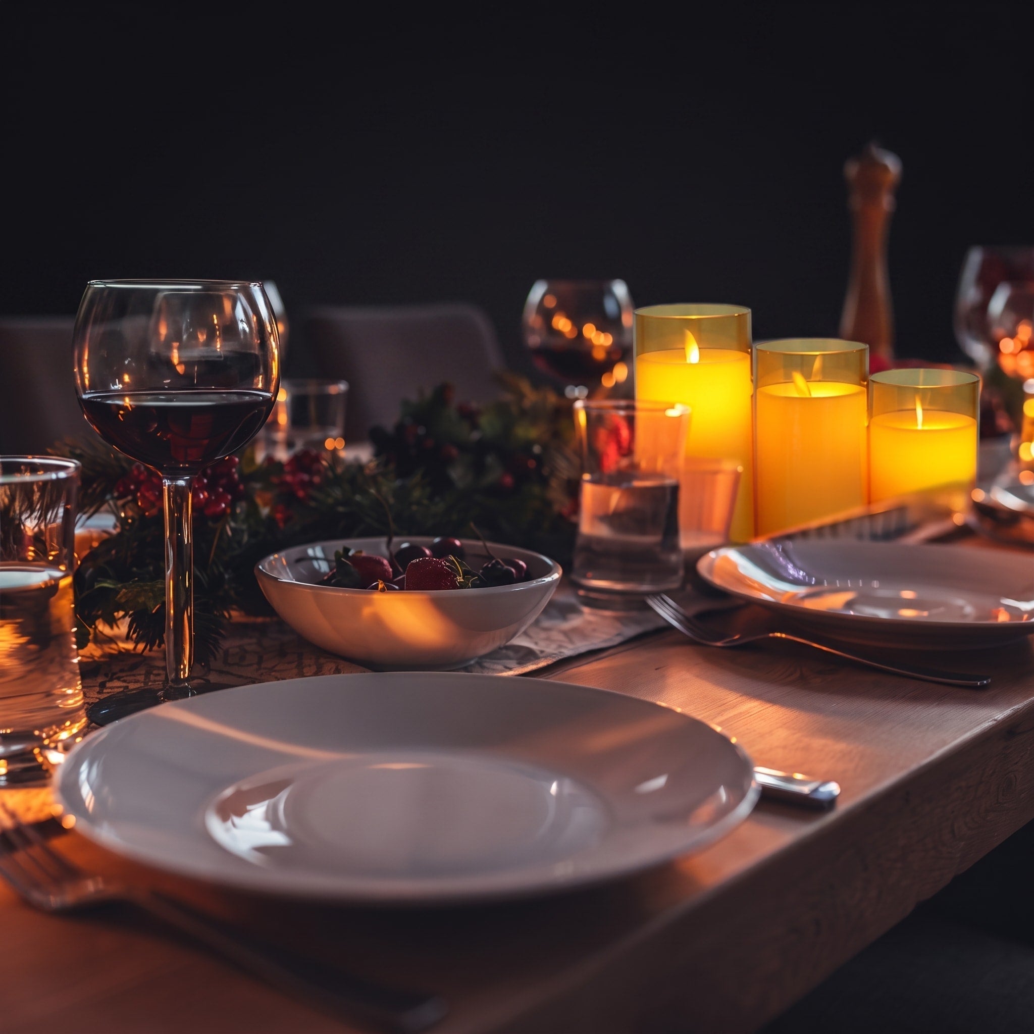 LED Kerzen Set mit Glaszylinder, 3-teilig - Flameless Candles - Bernstein - Voldeva
