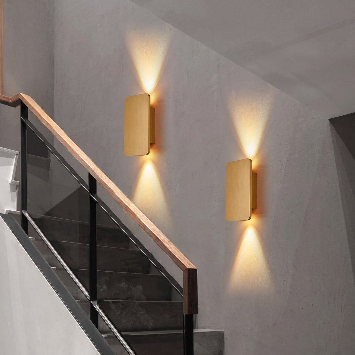 LED Wandleuchte Rechteckig Auf und Ab Lichteffekt - Wall Light Fixtures - Gold - Voldeva