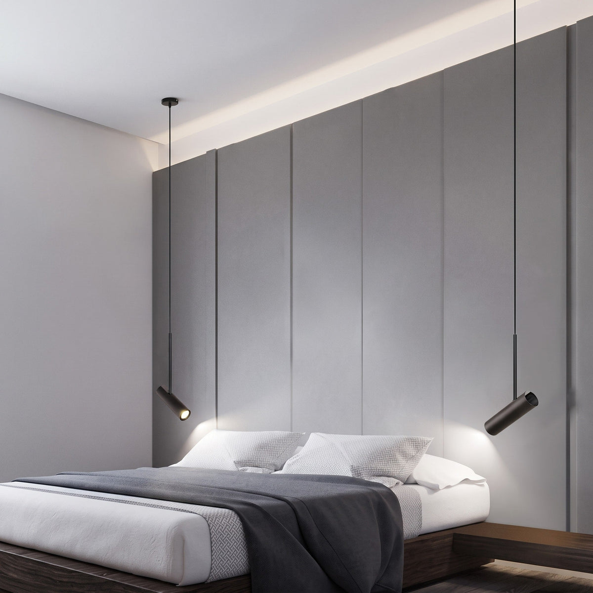Minimalistische LED-Pendelleuchte mit schwenkbarem Spot - Pendant Light Fixtures - Schwarz - Voldeva