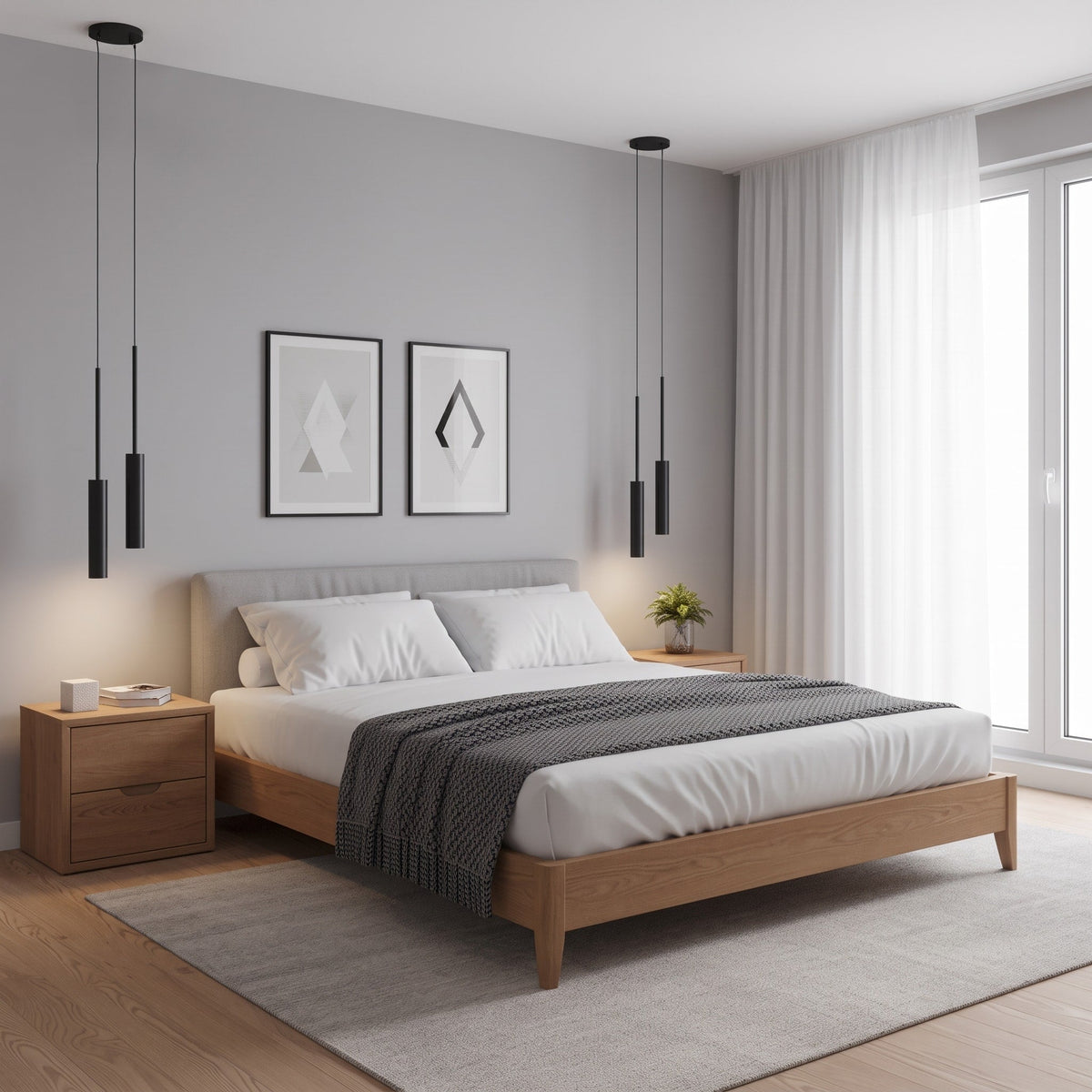 Minimalistische LED-Pendelleuchte mit schwenkbarem Spot - Pendant Light Fixtures - Schwarz - Voldeva