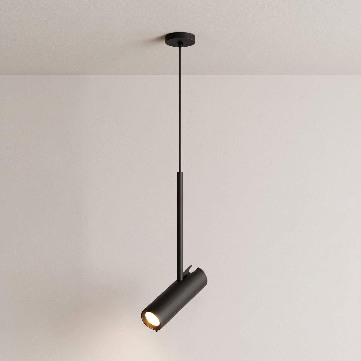 Minimalistische LED-Pendelleuchte mit schwenkbarem Spot - Pendant Light Fixtures - Schwarz - Voldeva