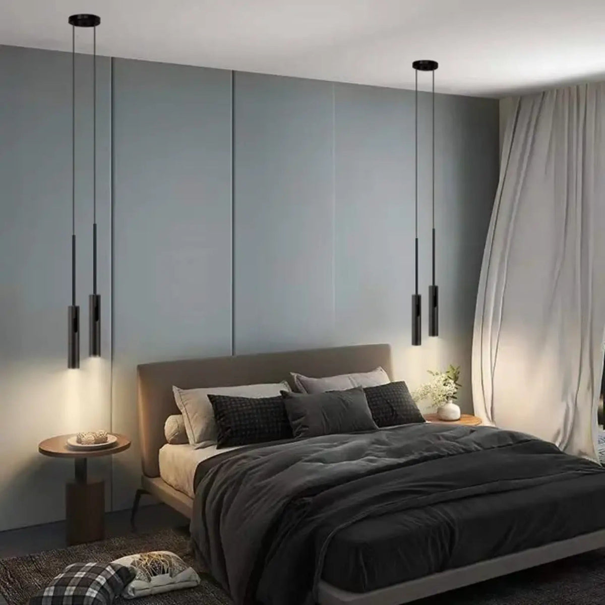 Minimalistische LED-Pendelleuchte mit schwenkbarem Spot - Pendant Light Fixtures - Schwarz - Voldeva