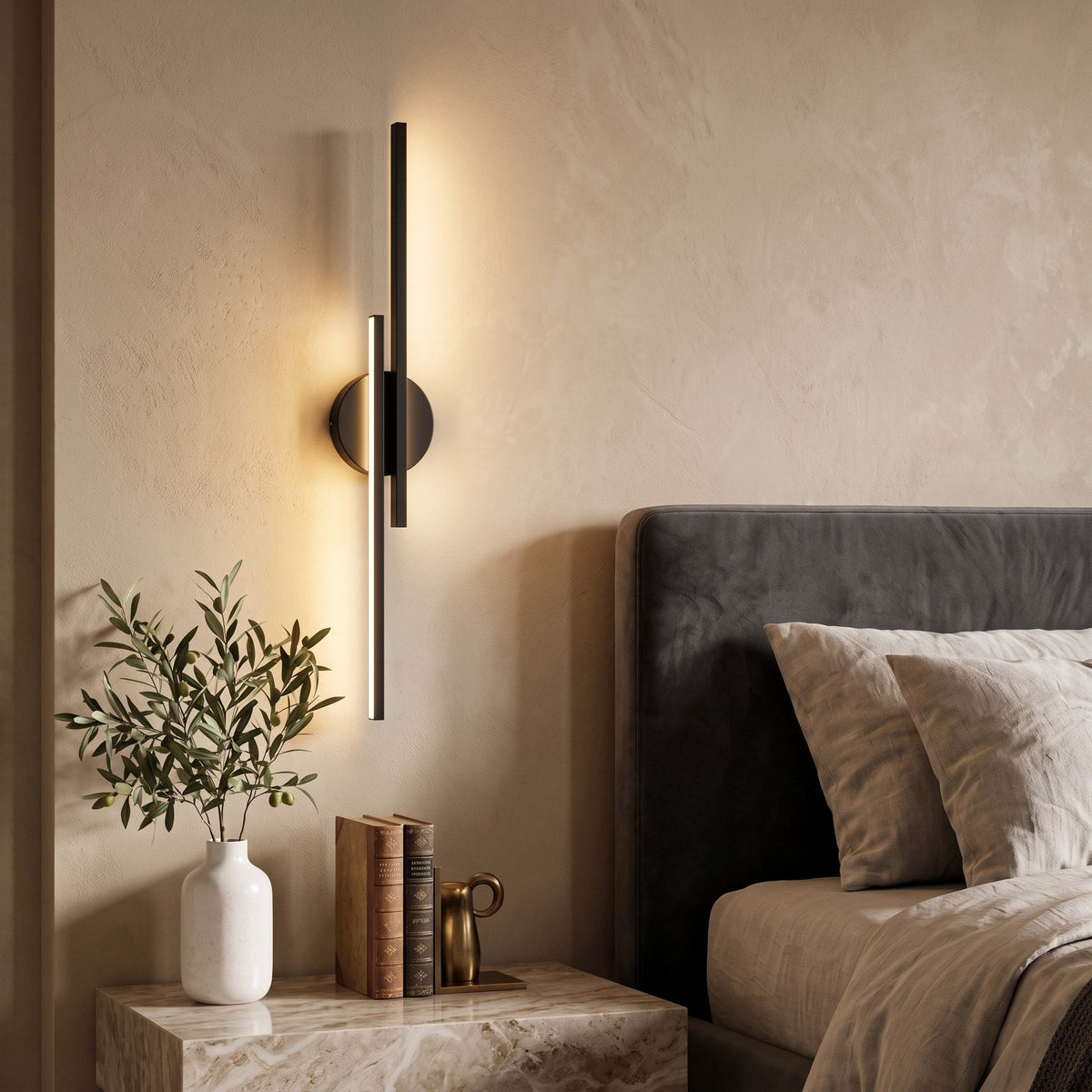 Minimalistische Wandleuchte mit Linearem Design und Scheibenelement - Wall Light Fixtures - Schwarz - Voldeva