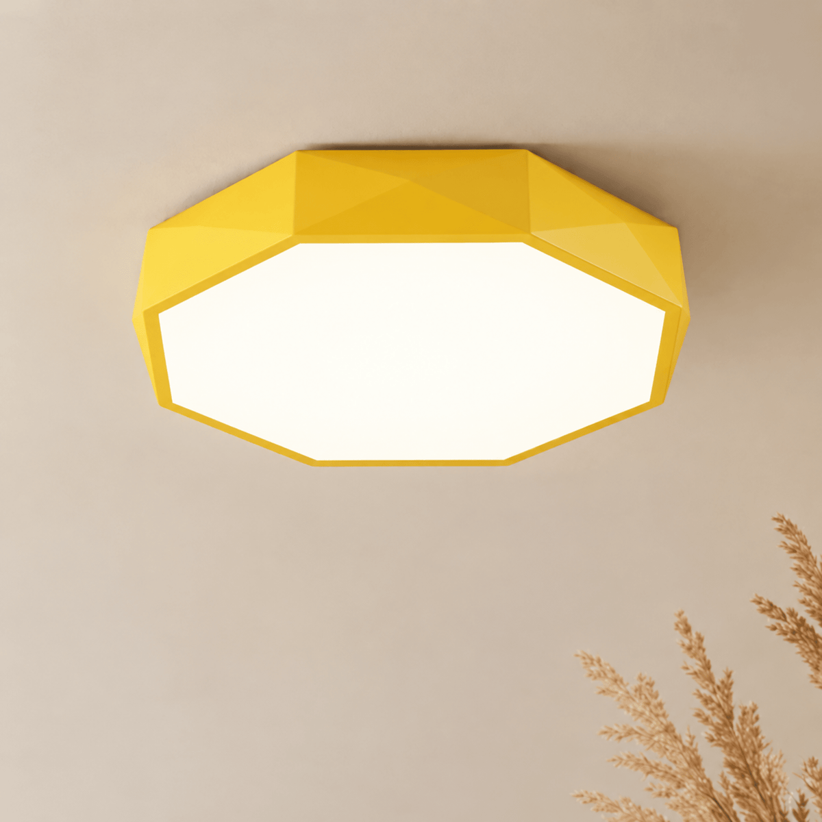 Moderne Geometrische LED Deckenleuchte im Facettendesign - Gelb - Voldeva