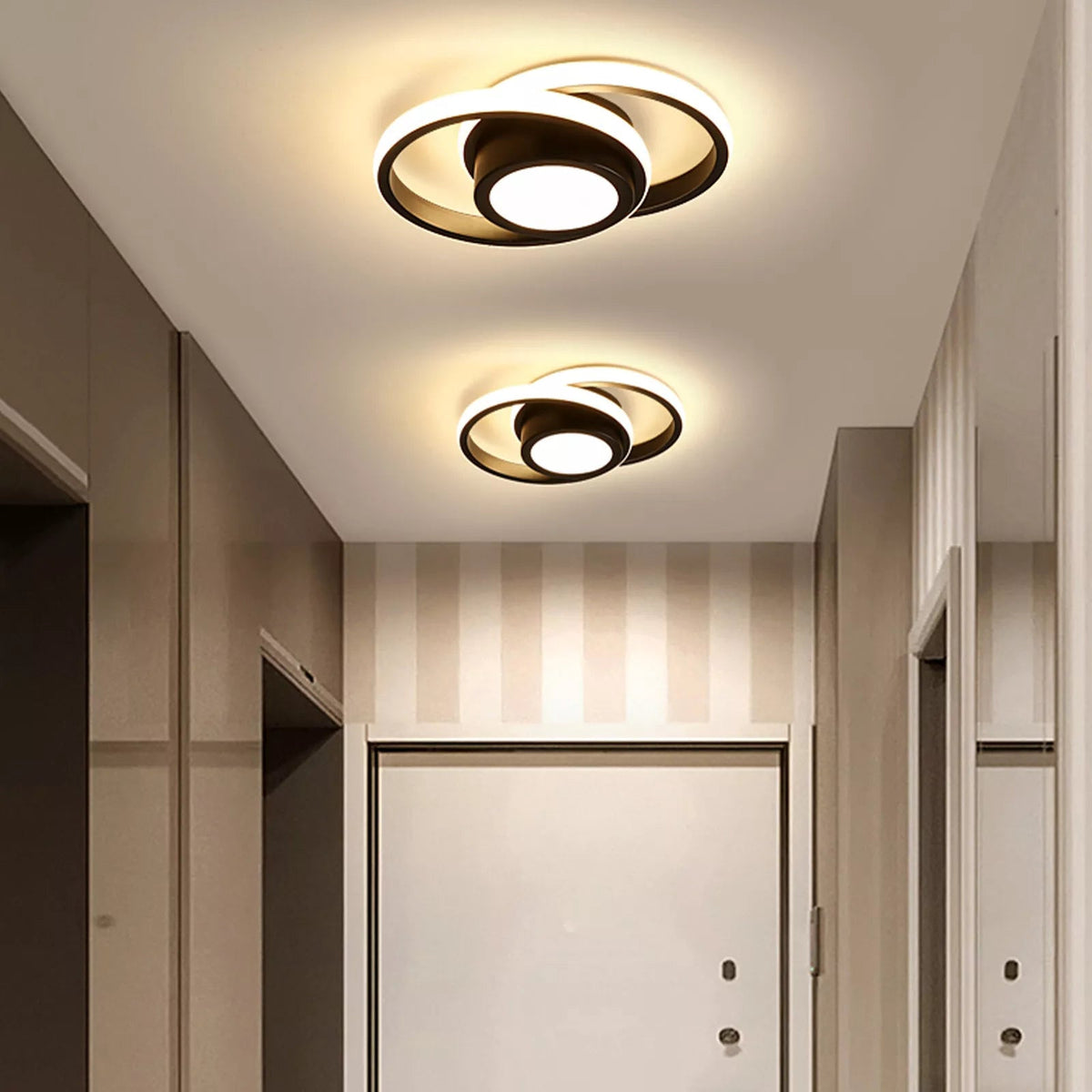 Moderne LED Deckenleuchte mit Doppelring Design - Ceiling Light Fixtures - Schwarz - Voldeva