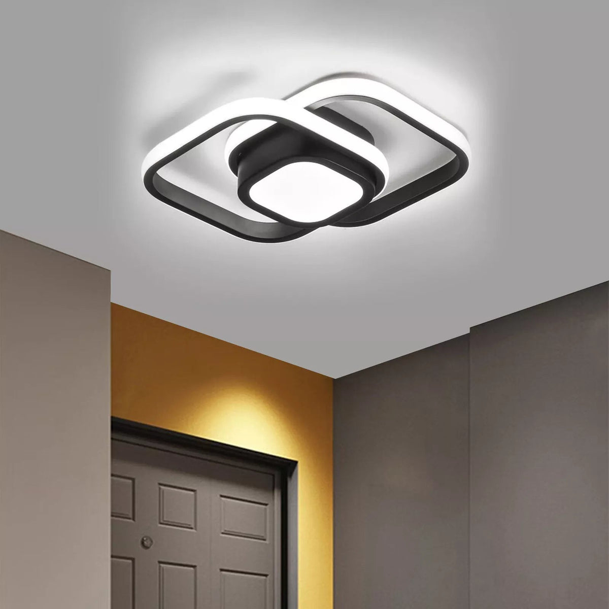 Moderne LED Deckenleuchte mit Doppelring Design - Ceiling Light Fixtures - Schwarz - Voldeva