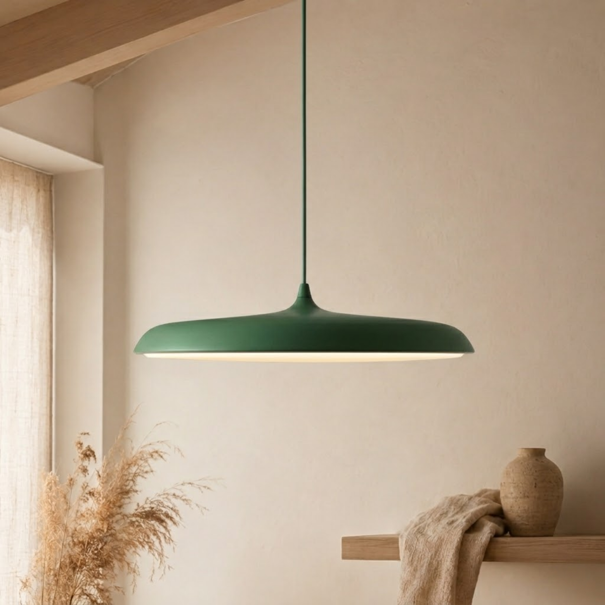 Moderne LED Pendelleuchte mit flachem Schirmdesign - Pendant Light Fixtures - Hellgrün - Voldeva