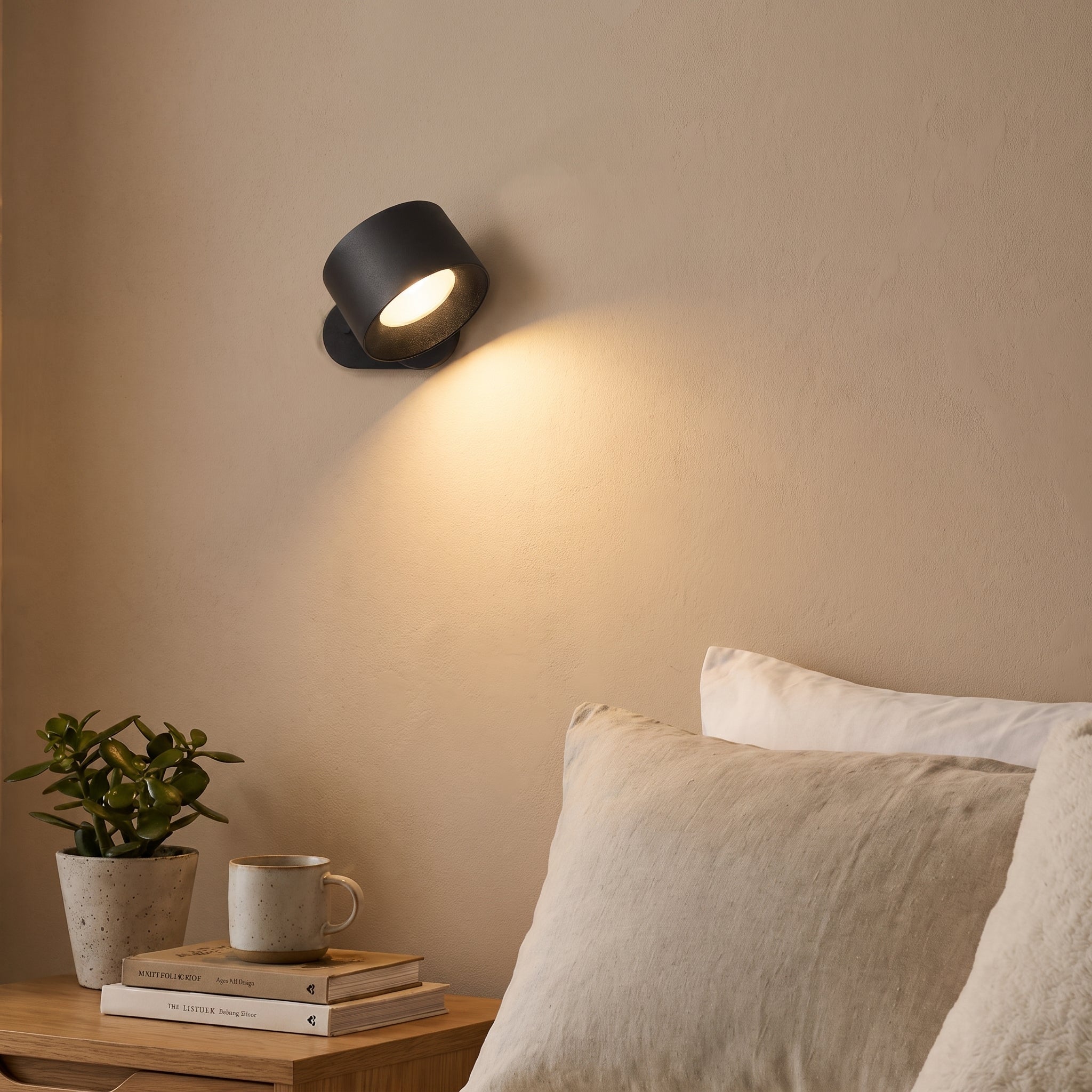 Moderne LED Wandleuchte mit rotierend Zylinderkopf - Wandleuchte - Schwarz - Voldeva