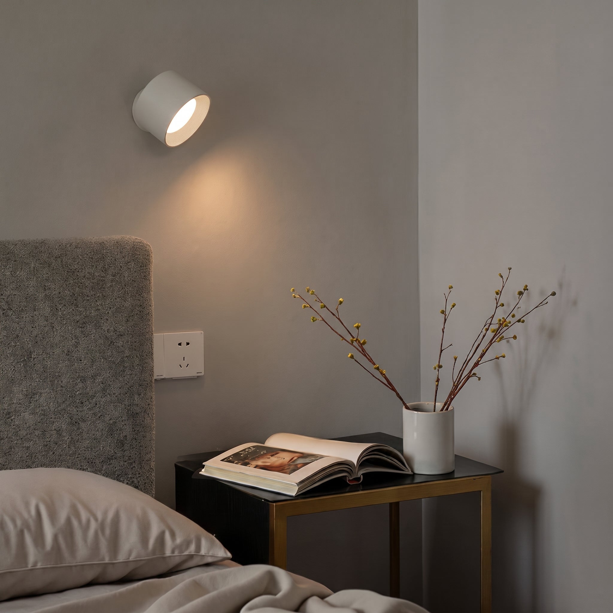 Moderne LED Wandleuchte mit rotierend Zylinderkopf - Wandleuchte - Weiß - Voldeva