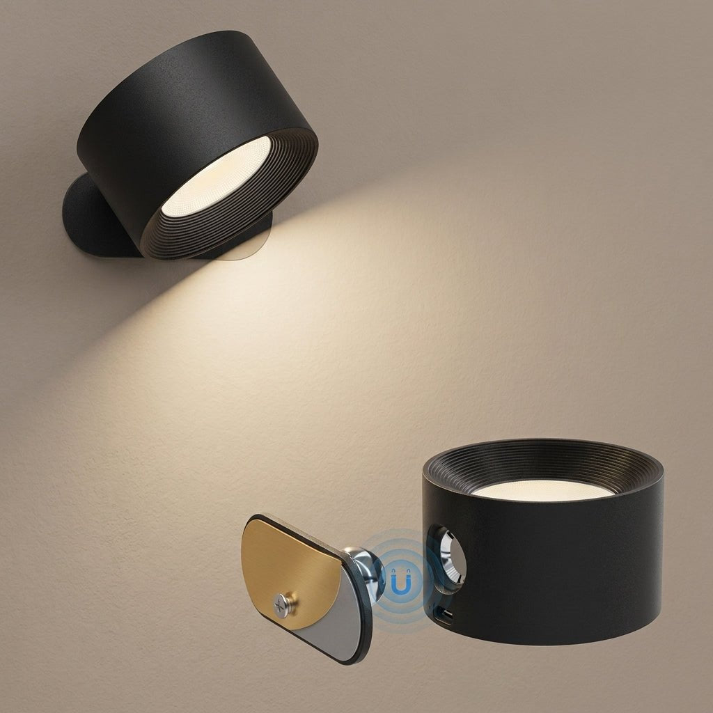 Moderne LED Wandleuchte mit rotierend Zylinderkopf - Wandleuchte - Schwarz - Voldeva