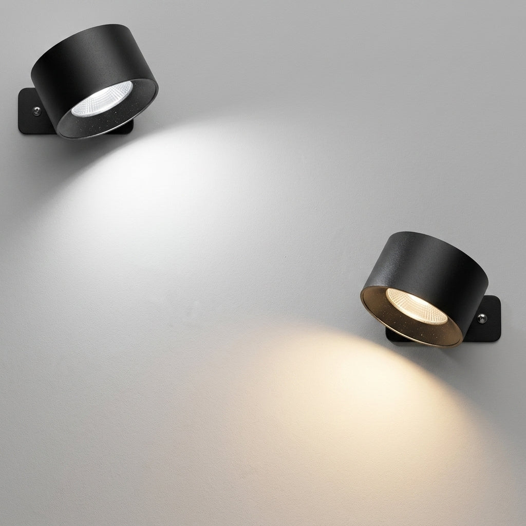 Moderne LED Wandleuchte mit rotierend Zylinderkopf - Wandleuchte - Schwarz - Voldeva