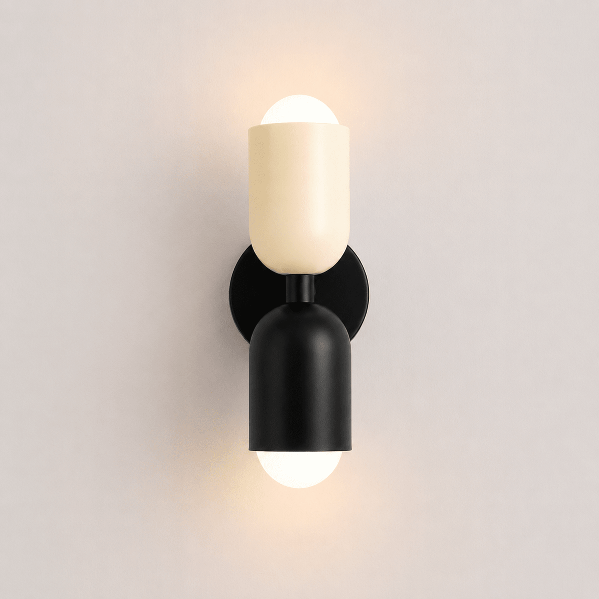 Moderne Wandlampe im Kapsel Design - Wandlampe - Weiß – Schwarz - Voldeva