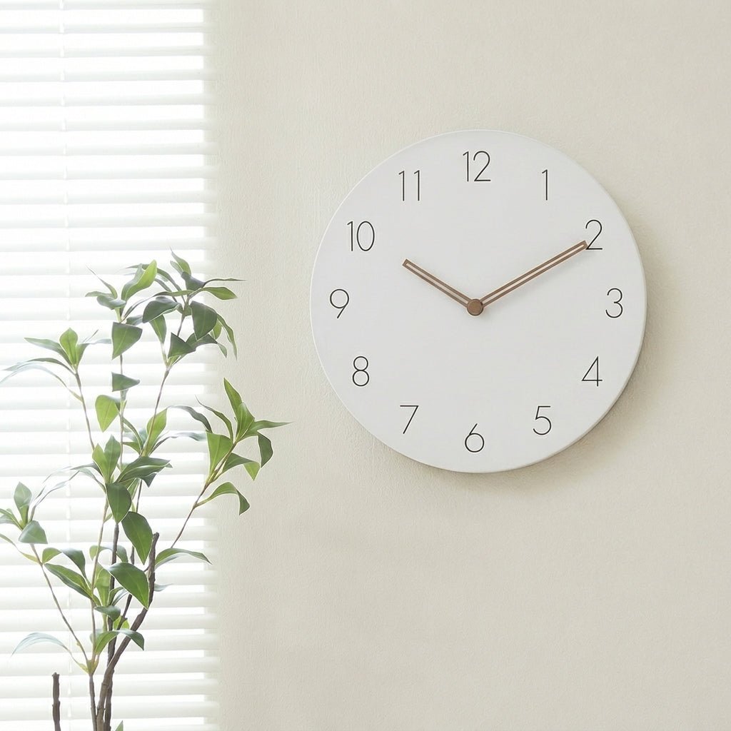 Nordische Wanduhr mit Mattem Zifferblatt ohne Rahmen - Uhr - Weiß - Voldeva