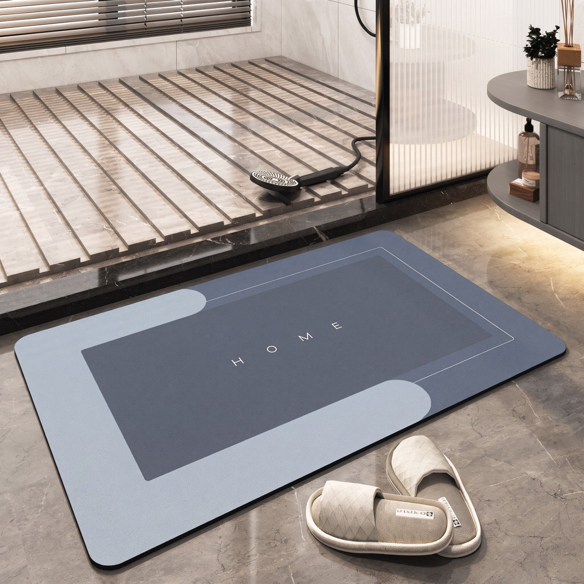 Ovale Badematte Rutschhemmend mit Schnelltrocknender Oberfläche - Bath Mats & Rugs - Blau - Voldeva