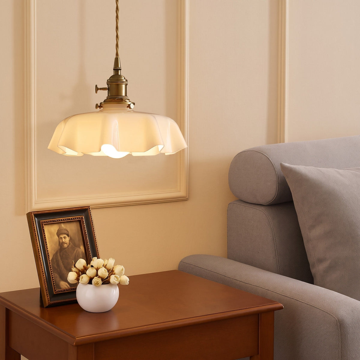 Pendelleuchte mit gewelltem Glasschirm im Vintage-Design - Pendant Light Fixtures - Voldeva