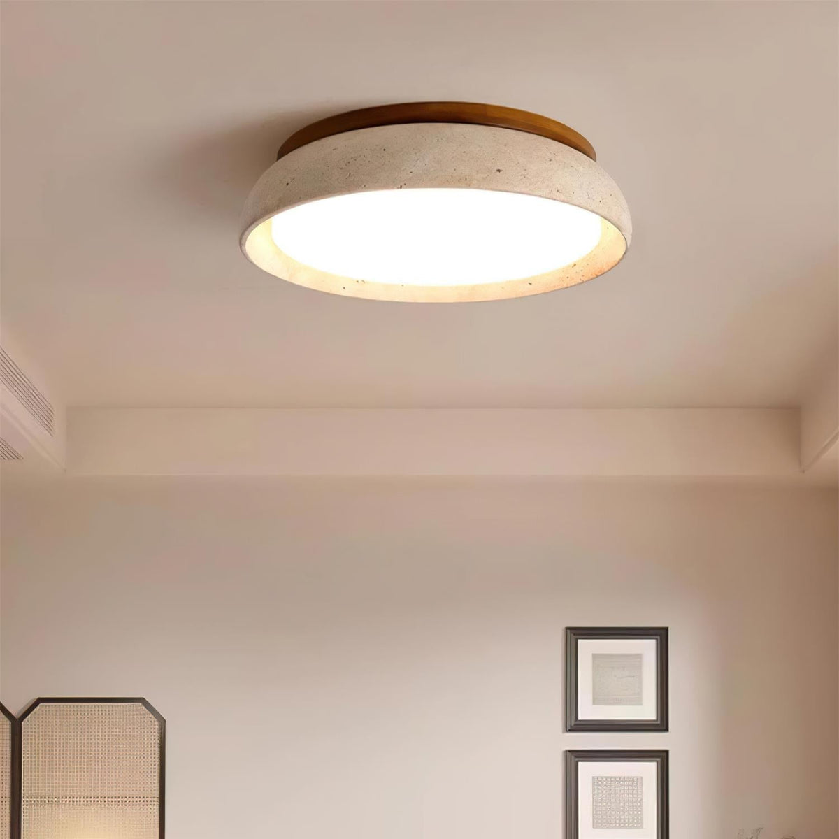 Runde Deckenleuchte Im Schalendesign Mit Holzrand - Ceiling Light Fixtures - Voldeva