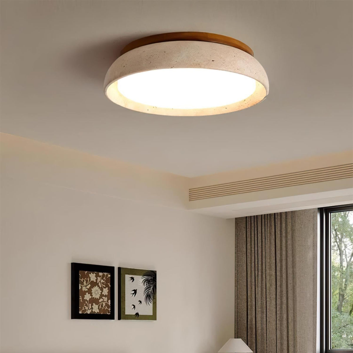 Runde Deckenleuchte Im Schalendesign Mit Holzrand - Ceiling Light Fixtures - Voldeva