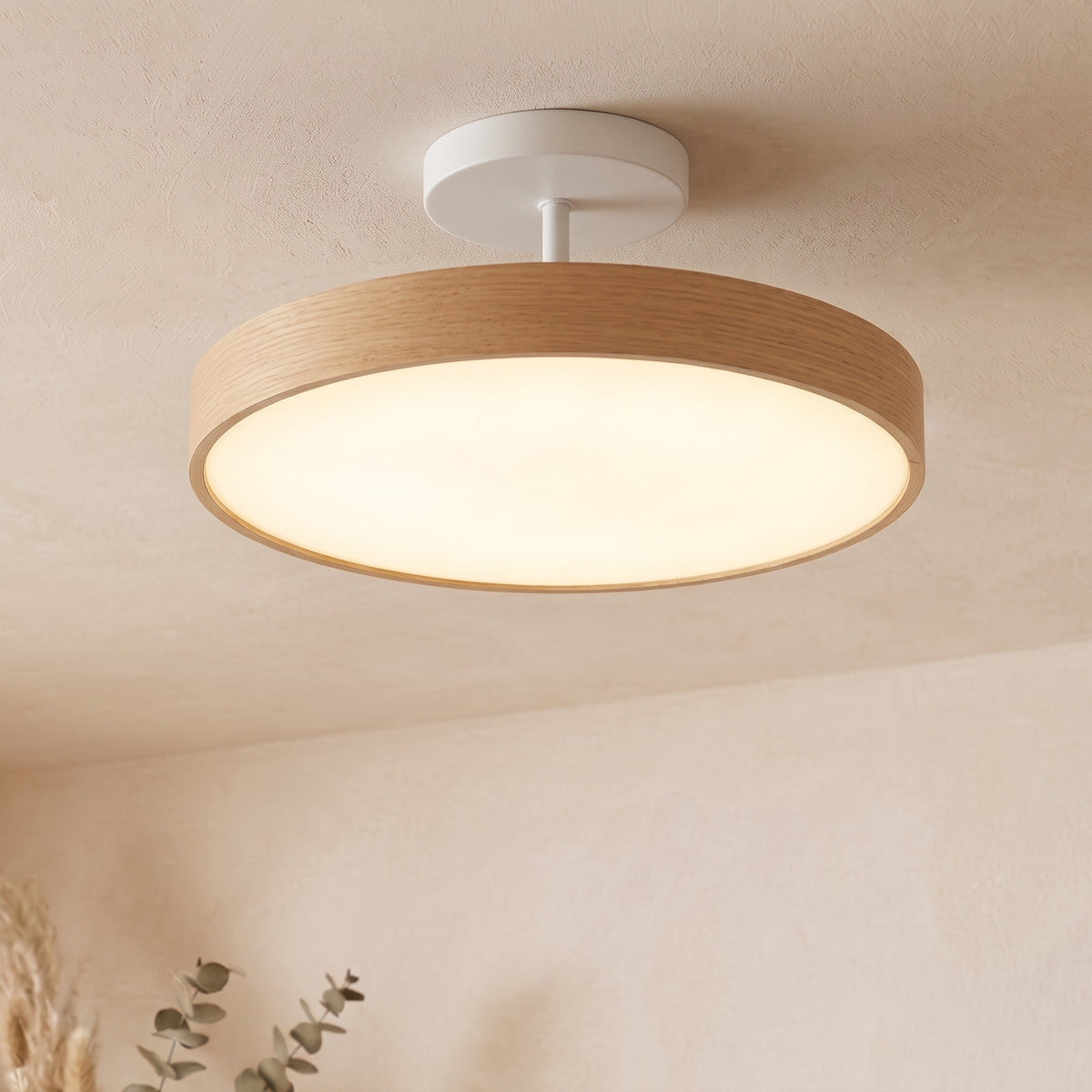 Runde LED Deckenleuchte im Skandinavischen Holzdesign - Ceiling Light Fixtures - Helles Holz - Voldeva
