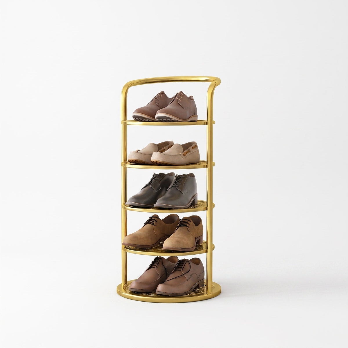 Runder Schuhregal Turm aus Metall mit mehreren Ebenen - Shoe Racks - Gold - Voldeva