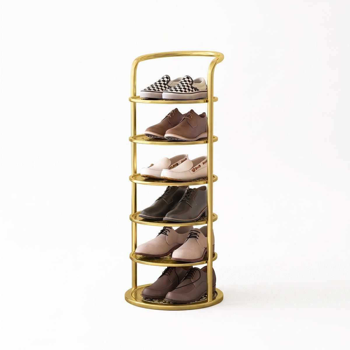 Runder Schuhregal Turm aus Metall mit mehreren Ebenen - Shoe Racks - Gold - Voldeva