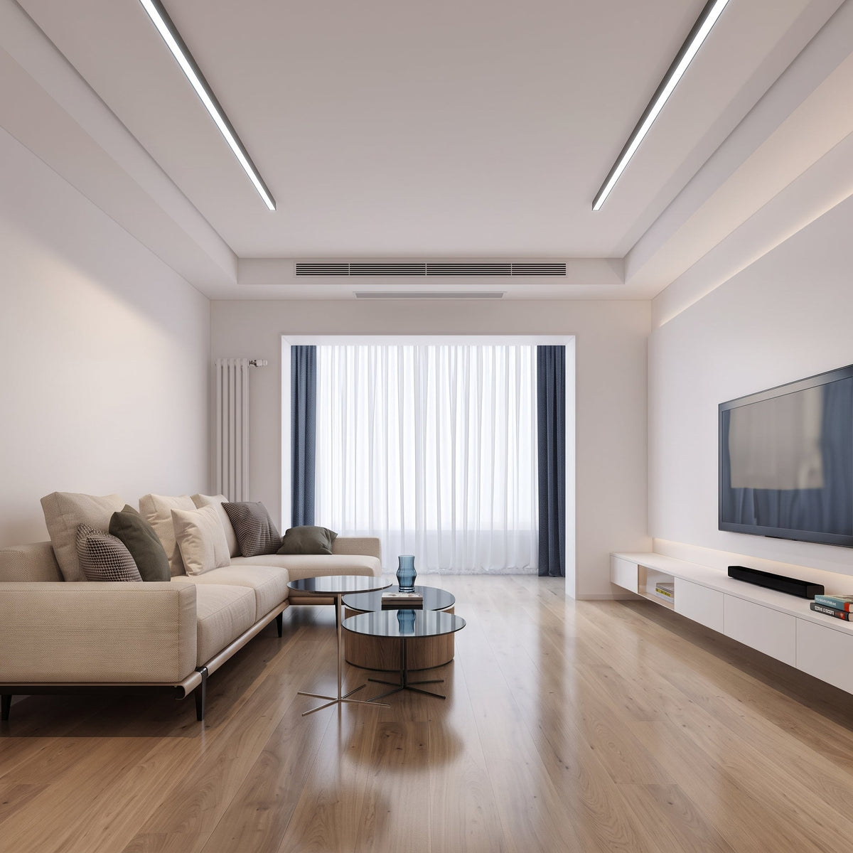 Schlanke LED-Latte Deckenleuchte Lineares Panel Flach - Ceiling Light Fixtures - Schwarz - Voldeva