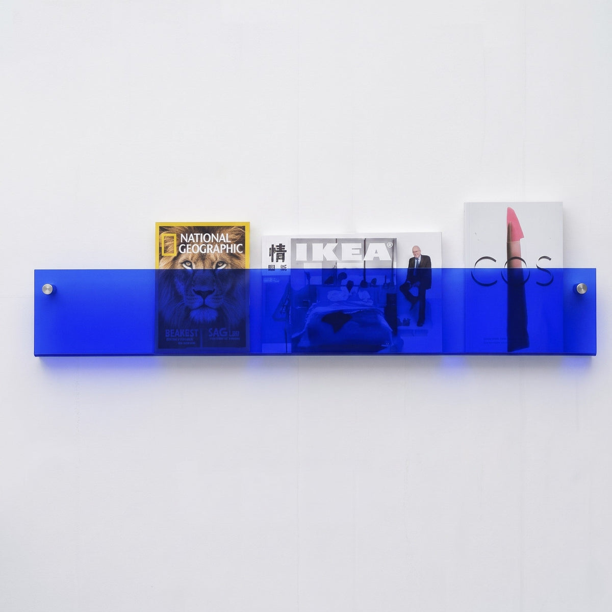 Schwebend Wandregal Acryl für Zeitschriften und Bücher - Floating Wall Shelves & Ledges - Blau - Voldeva