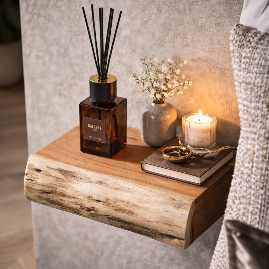 Schwebendes Nachtkonsolen Set aus Holz Zwei Stück - Floating Wall Shelves & Ledges - 30x20x8 cm - Voldeva