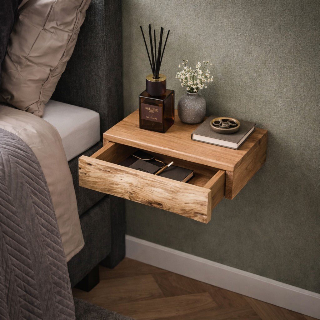 Schwebendes Nachtkonsolen Set aus Holz Zwei Stück - Floating Wall Shelves & Ledges - 30x20x8 cm - Voldeva