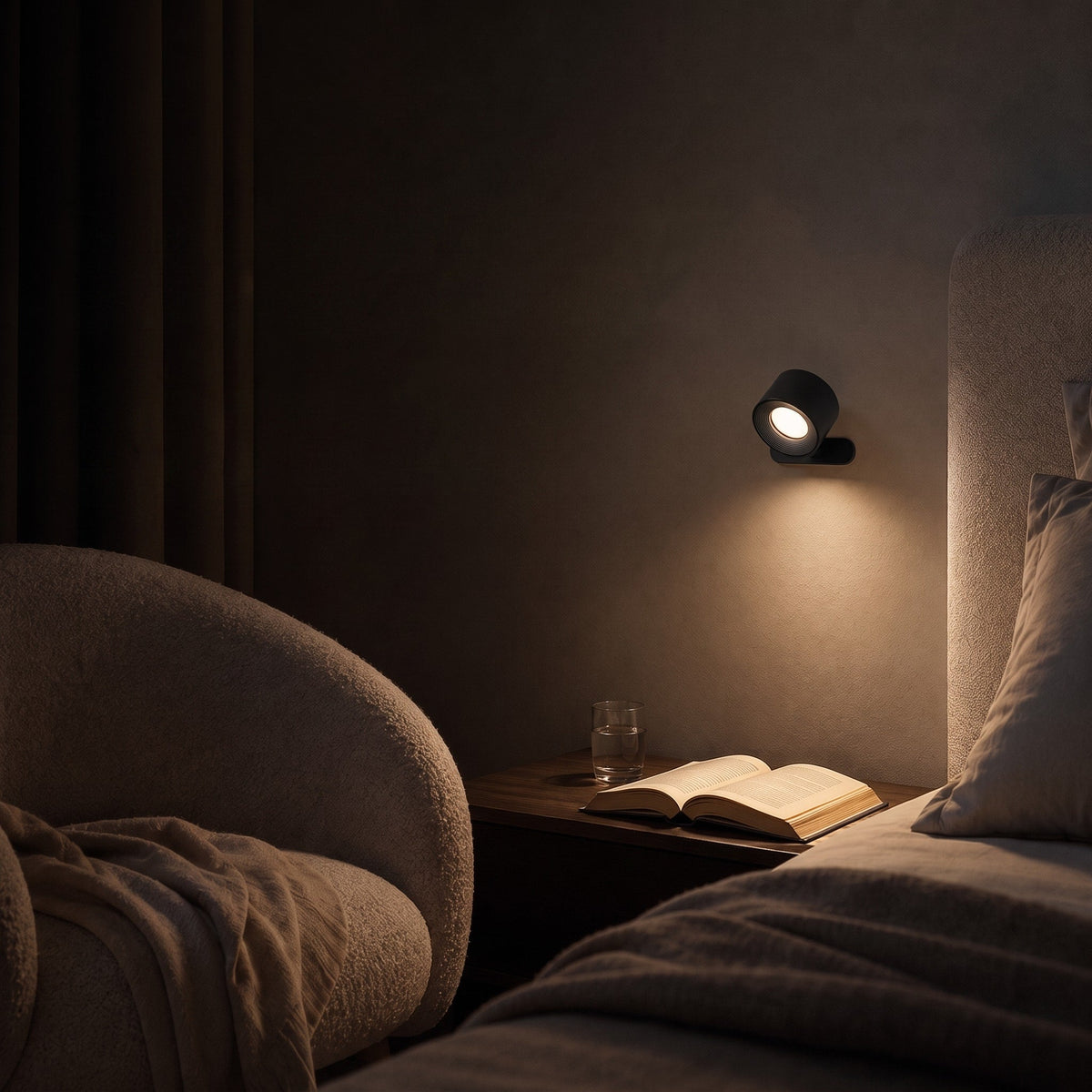 Selbstklebende Wandleuchte mit magnetischer 360-Grad-Drehung - Wall Light Fixtures - Schwarz - Voldeva
