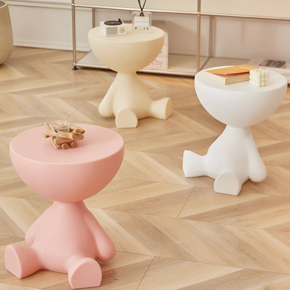 Skulpturaler Beistelltisch mit Tierfigur Design für Wohnzimmer - End Tables - Rosa - Voldeva