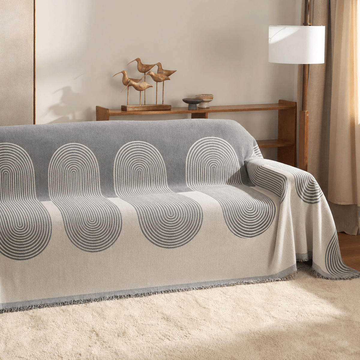Sofa-Überwurf Mit Modernem Geometrischem Muster - Slipcovers - Grau - Voldeva