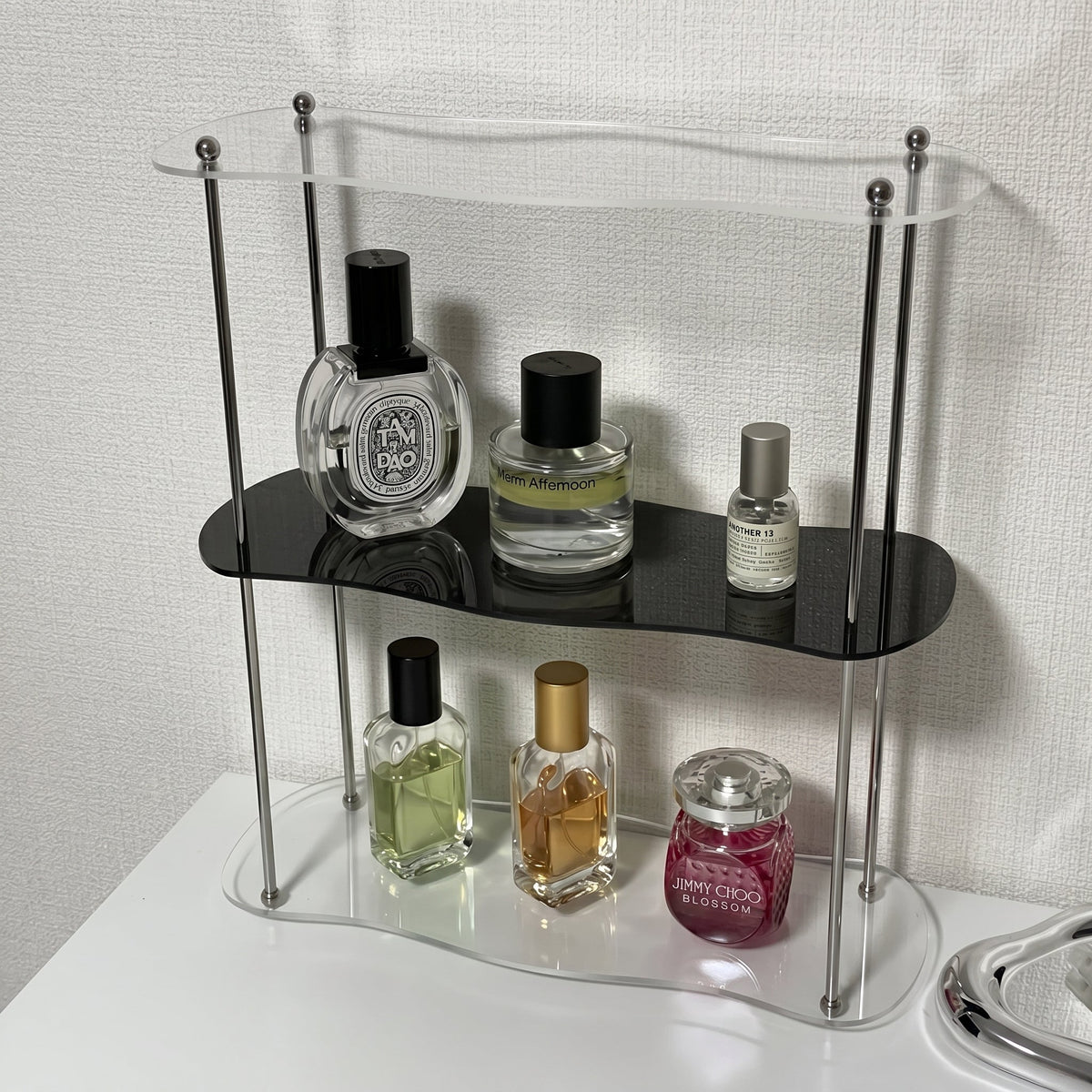 Tisch-Organizer 2-stöckig mit Geschwungener Ablage - Schreibtisch-Organizer - Schwarz - Voldeva