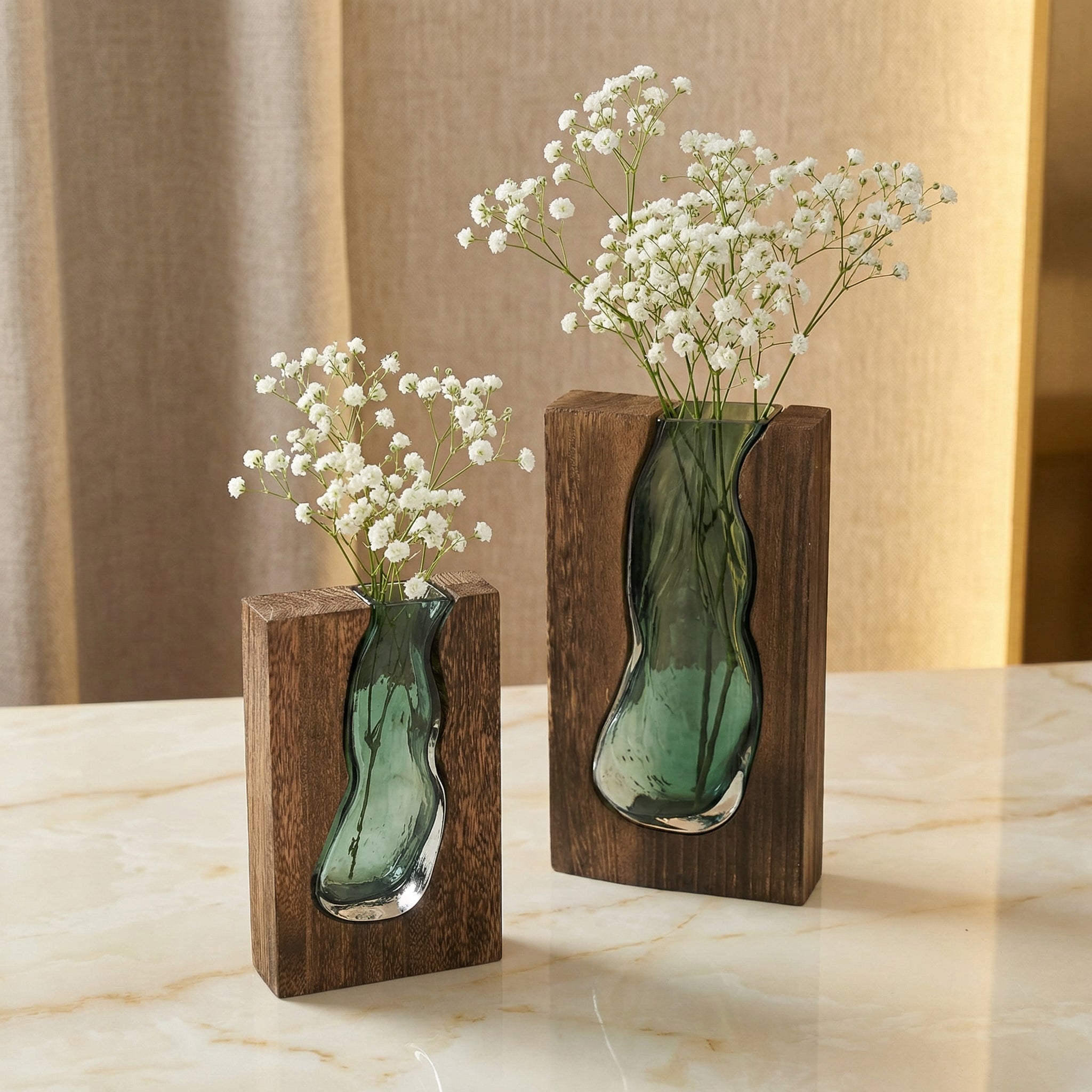 Vase mit Holzrahmen im Live-Edge-Design - Vases - Groß - Voldeva