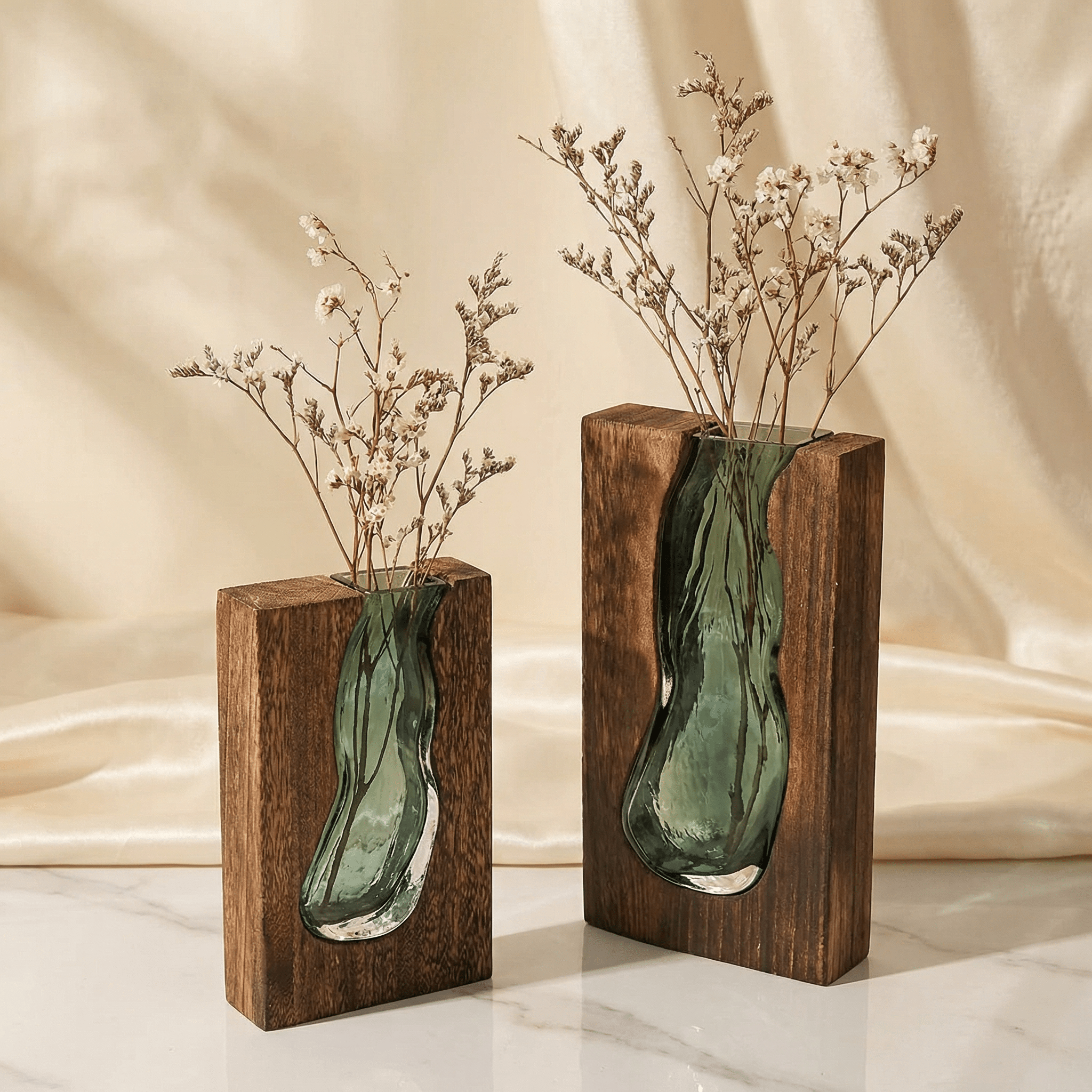 Vase mit Holzrahmen im Live-Edge-Design - Vases - Groß - Voldeva