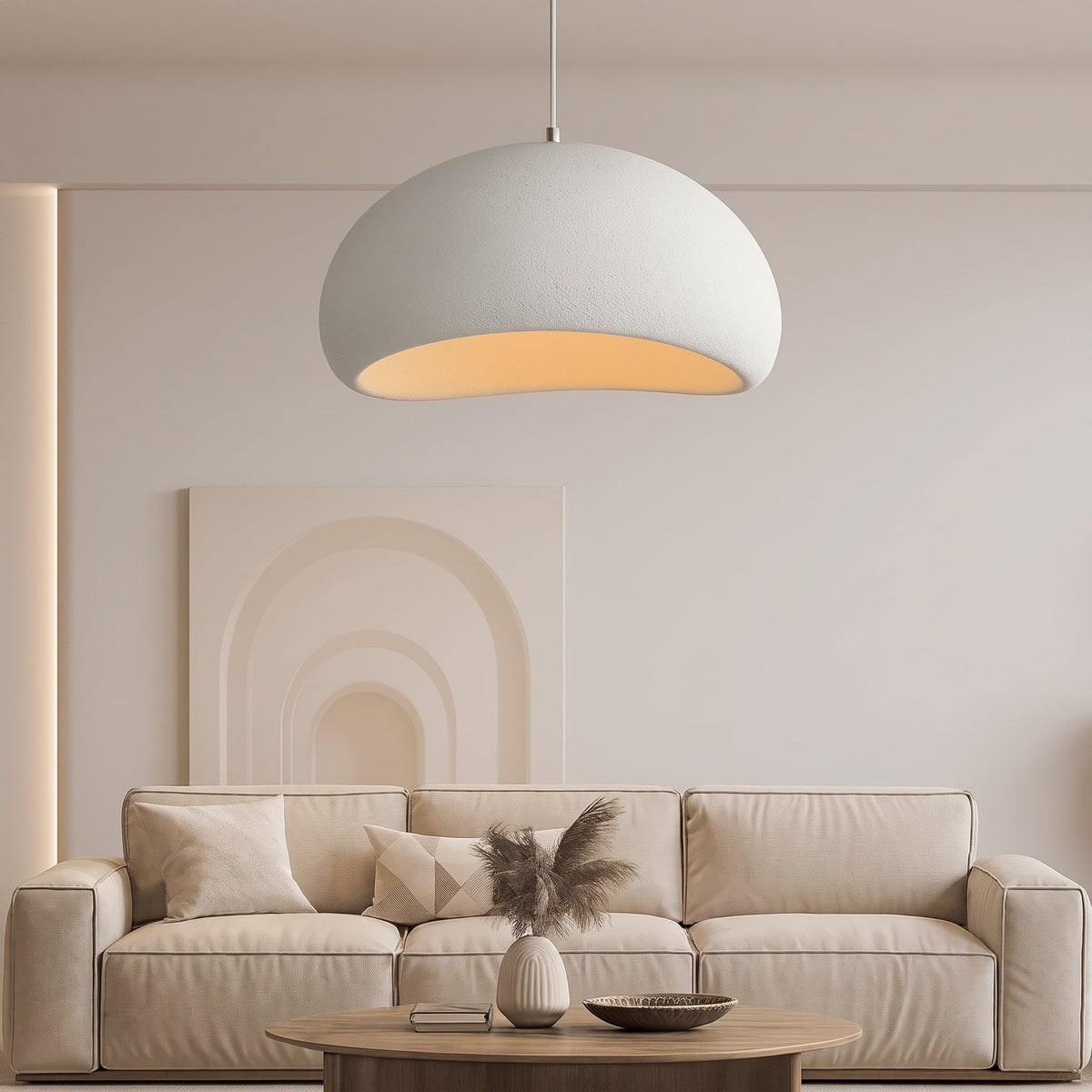 Wabi-Sabi Texturierte Kuppel-Pendelleuchte - Pendant Light Fixtures - Weiß - Voldeva