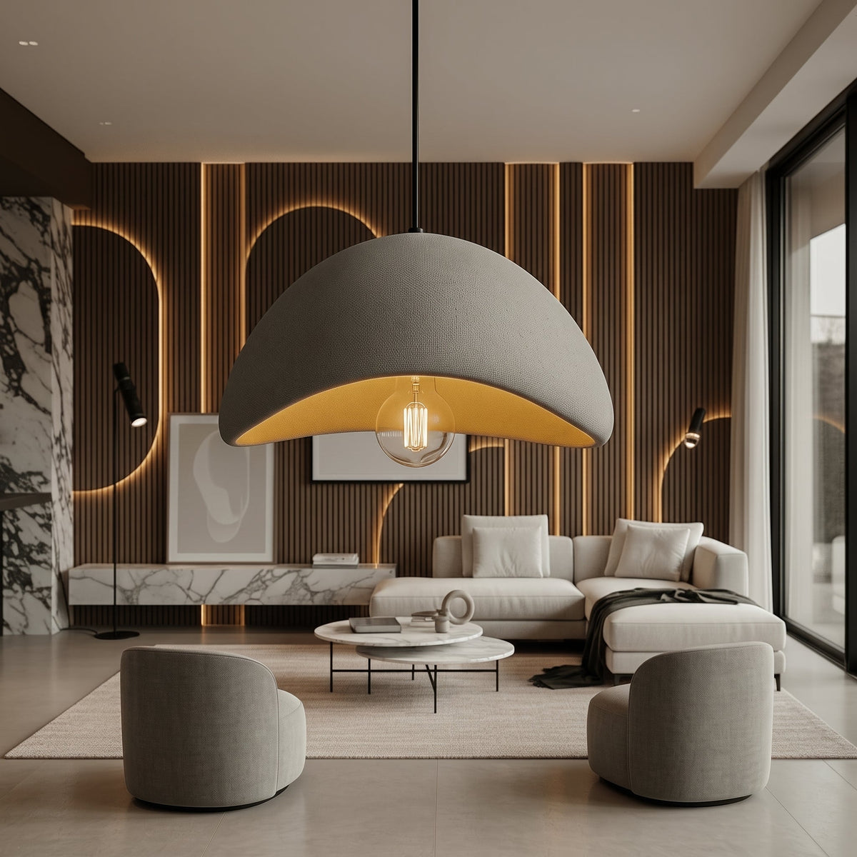 Wabi-Sabi Texturierte Kuppel-Pendelleuchte - Pendant Light Fixtures - Weiß - Voldeva