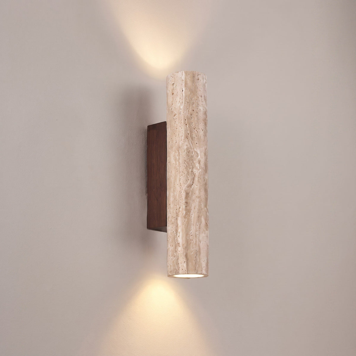 Wandleuchte Zylinderform mit Steinoptik mit Auf- und Abwärtslicht - Wall Light Fixtures - Warmes - Voldeva