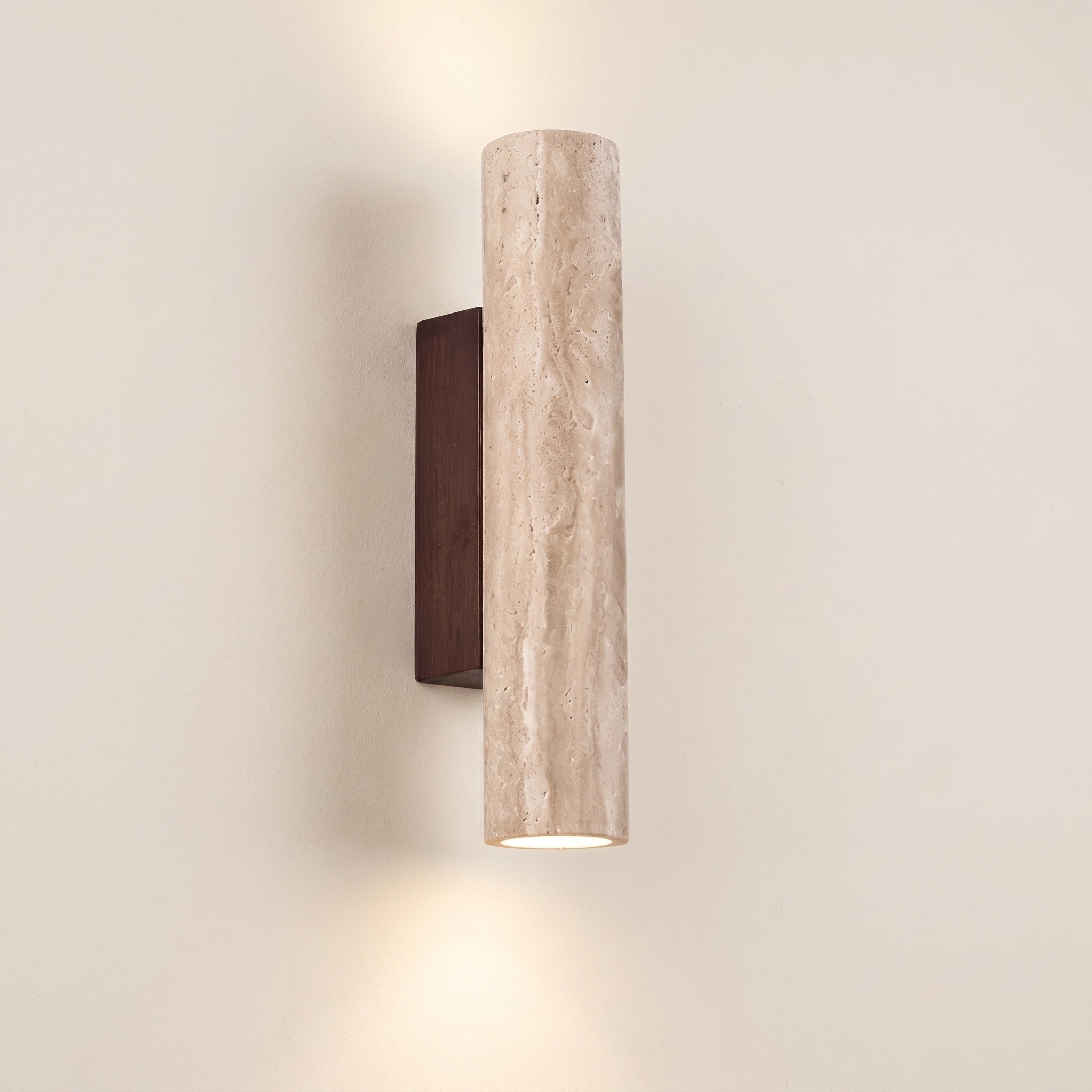 Wandleuchte Zylinderform mit Steinoptik mit Auf- und Abwärtslicht - Wall Light Fixtures - Warmes - Voldeva