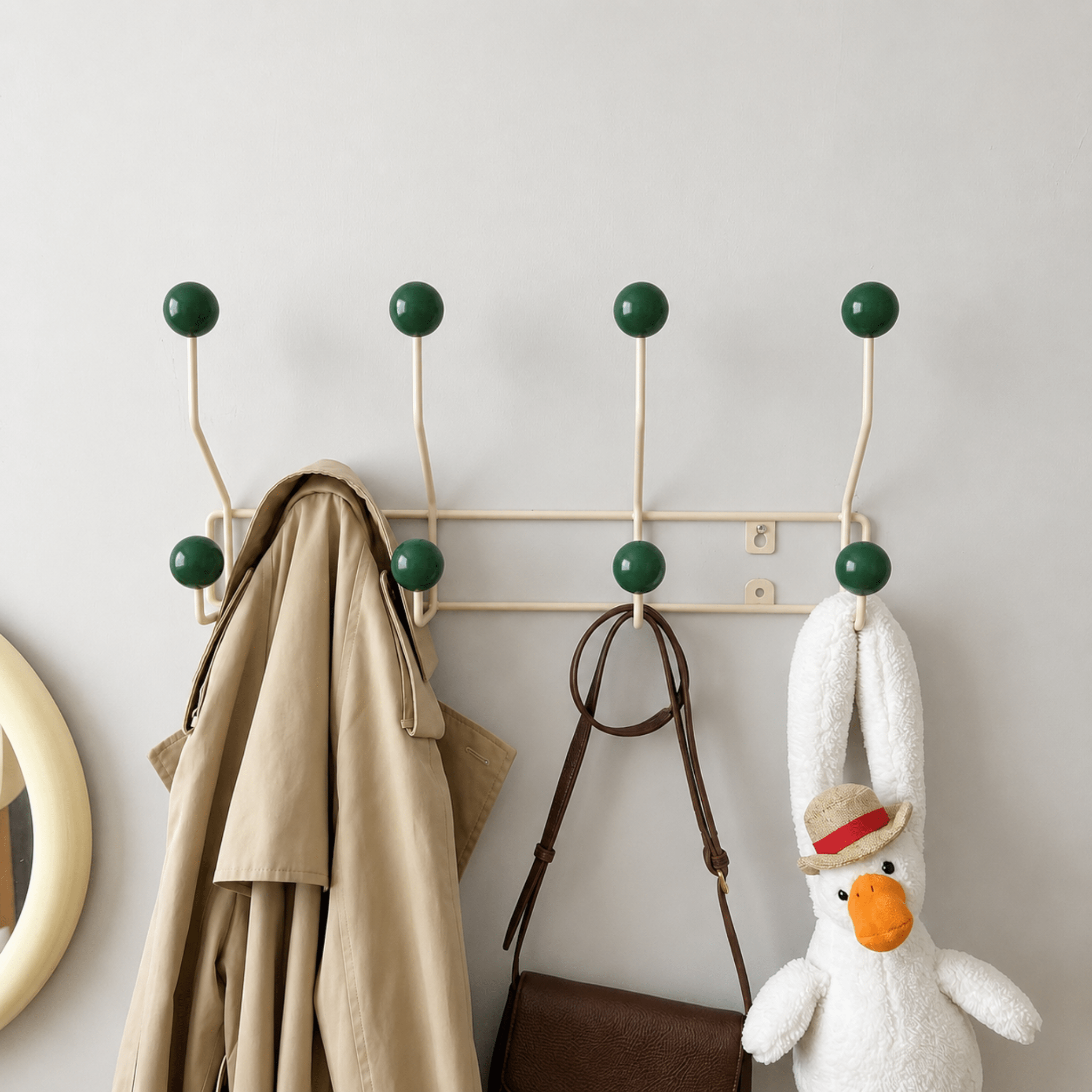 Wandmontiertes Gestell mit Kugelknöpfen - Haken - Weiß - Voldeva