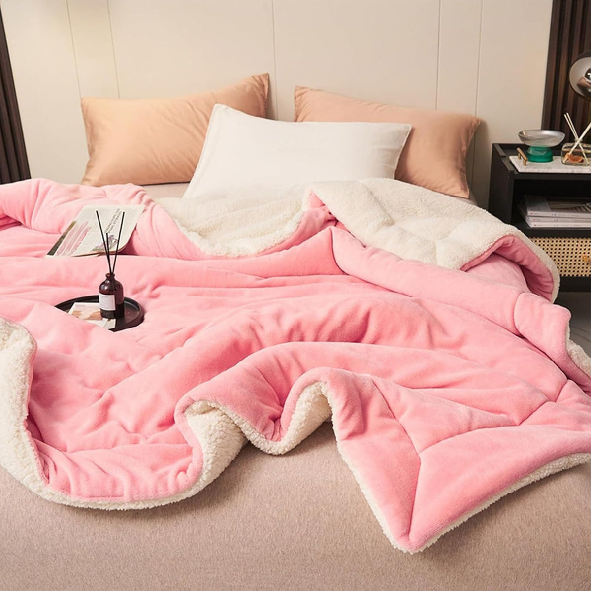 Warme und weiche doppelseitige Decke - Decke - Rosa - Voldeva