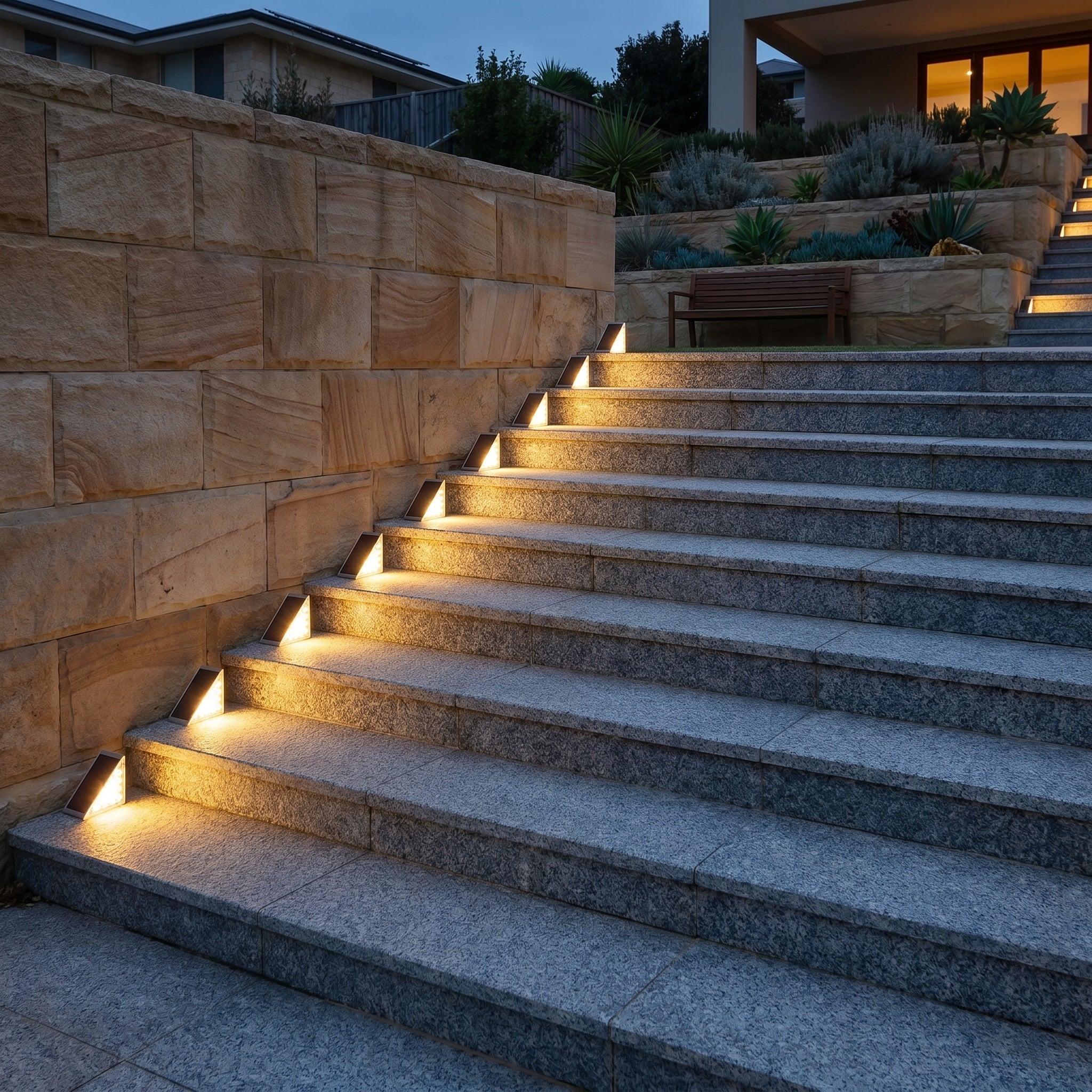 Wasserdichtes dreieckiges Solar LED Stufenlicht - LED Stufenlicht - Warmweiß - Voldeva