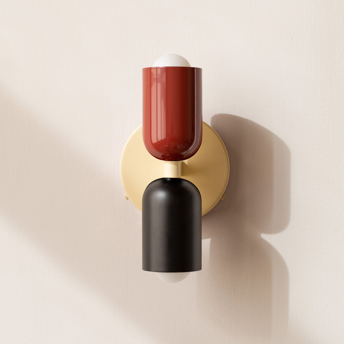 Zweiflammige Wandleuchte in Zylinderform mit modernem Design - Wall Light Fixtures - Rot-Schwarz - Voldeva