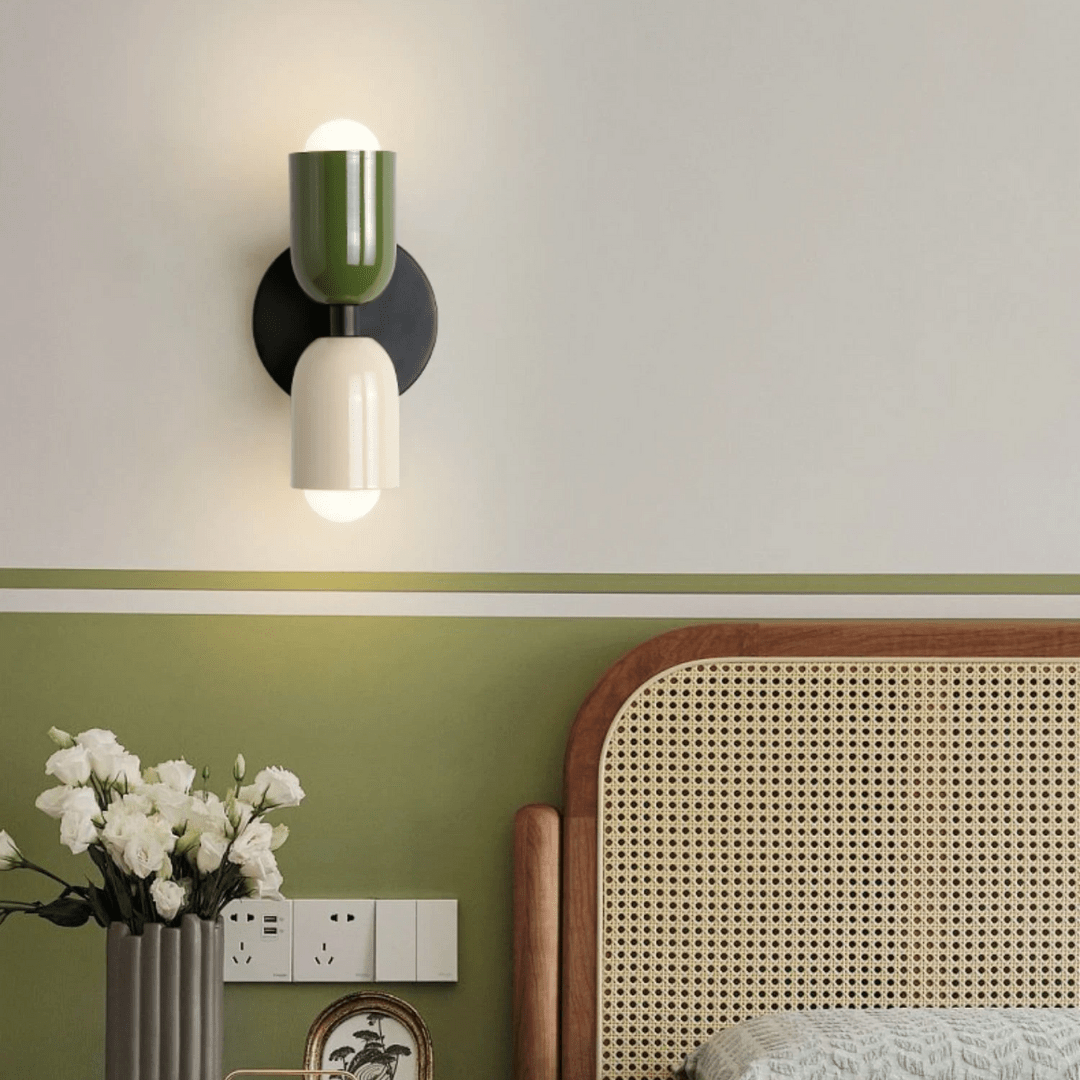 Zweiflammige Wandleuchte in Zylinderform mit modernem Design - Wall Light Fixtures - Schwarz-Grün - Voldeva