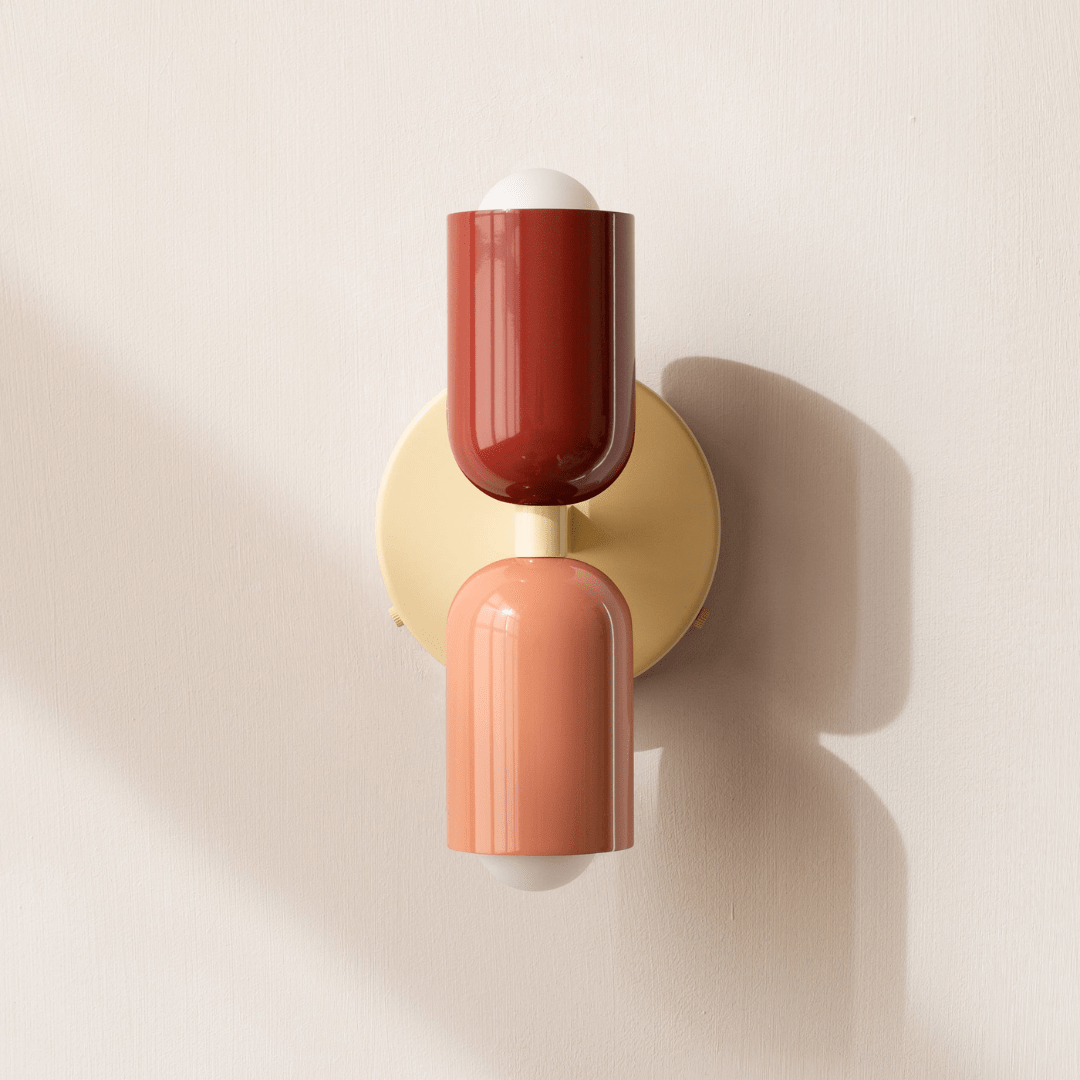 Zweiflammige Wandleuchte in Zylinderform mit modernem Design - Wall Light Fixtures - Rot-Pfirsich - Voldeva