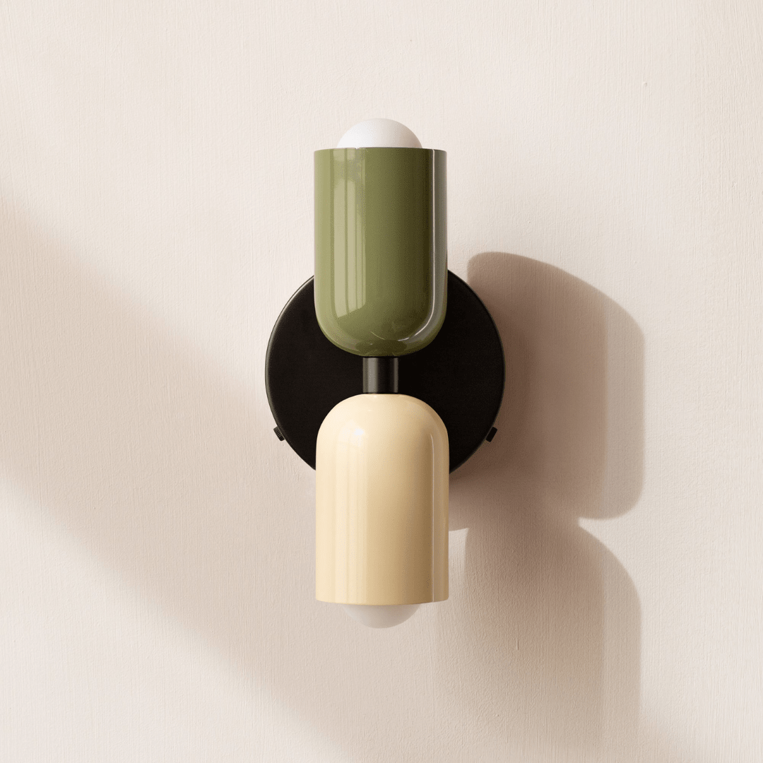 Zweiflammige Wandleuchte in Zylinderform mit modernem Design - Wall Light Fixtures - Schwarz-Grün - Voldeva